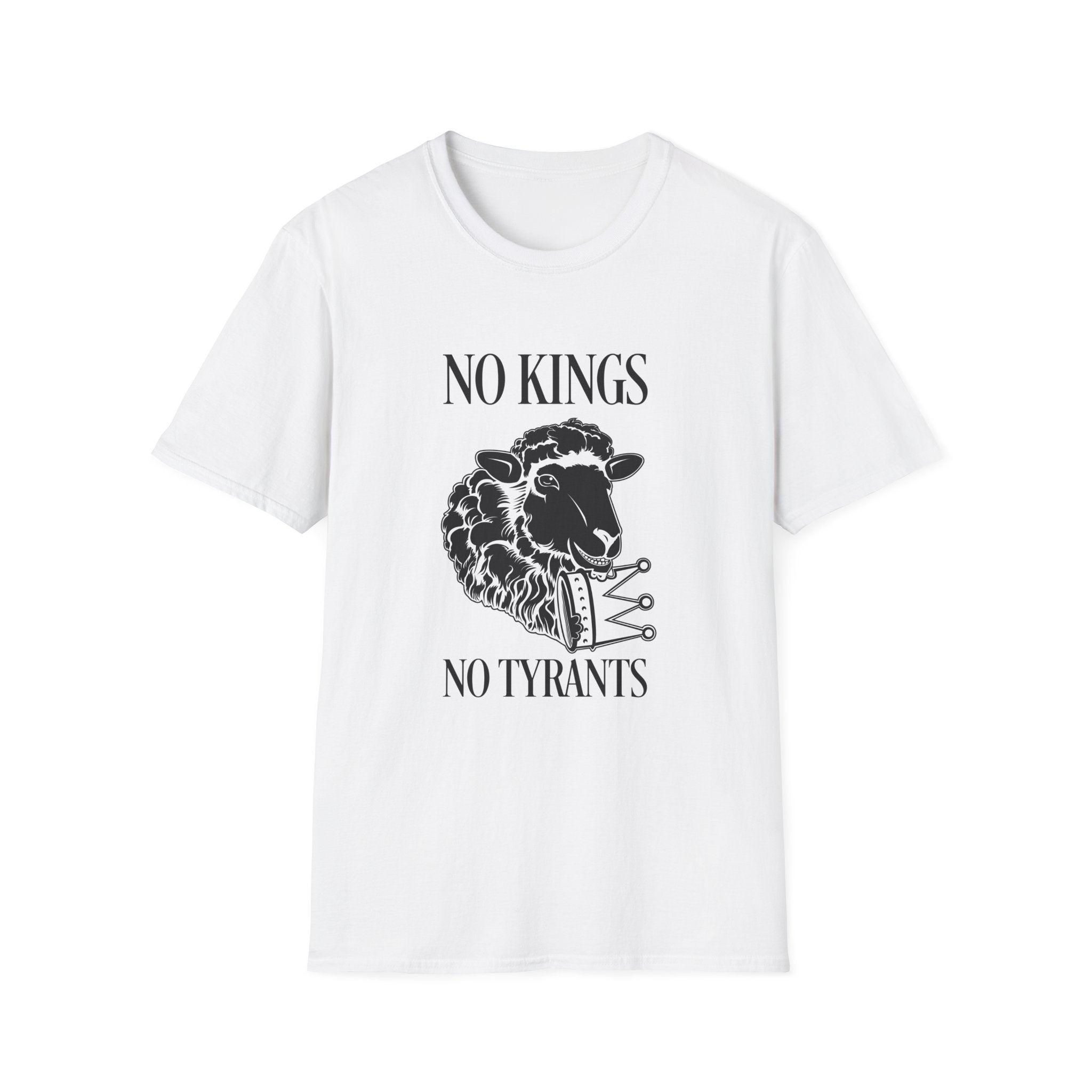 No Kings No Tyrants Sheep Graphic T-Shirt — 'Shepherd' Back Print
