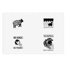 Load image into Gallery viewer, Political Sheep Sticker Sheet — “No Kings, No Tyrants” Protest &amp; Journalism Decal Set